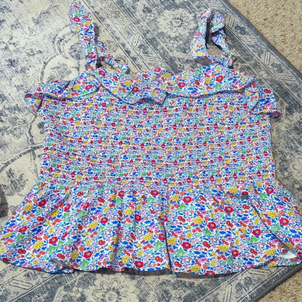 J Crew Liberty Fabric floral ruffled Tank